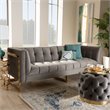 Baxton Studio Ambra Modern Velvet and Gold Finish Sofa in Gray
