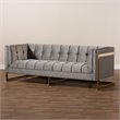 Baxton Studio Ambra Modern Velvet and Gold Finish Sofa in Gray