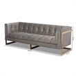 Baxton Studio Ambra Modern Velvet and Gold Finish Sofa in Gray