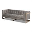 Baxton Studio Ambra Modern Velvet and Gold Finish Sofa in Gray