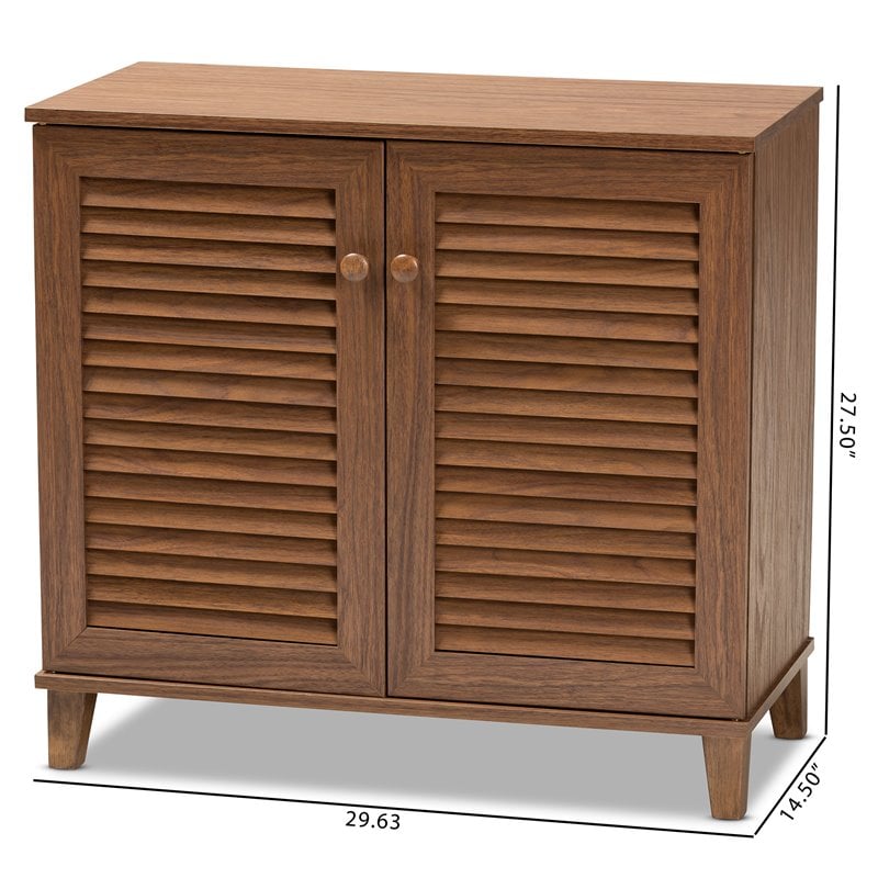 Baxton Studio Coolidge Contemporary Wood 4-Shelf Shoe Cabinet in Walnut Brown