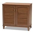 Baxton Studio Coolidge Contemporary Wood 4-Shelf Shoe Cabinet in Walnut Brown
