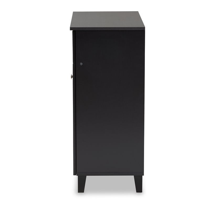 Baxton Studio Coolidge Wood 4-Shelf and Drawer Shoe Cabinet in Dark Gray