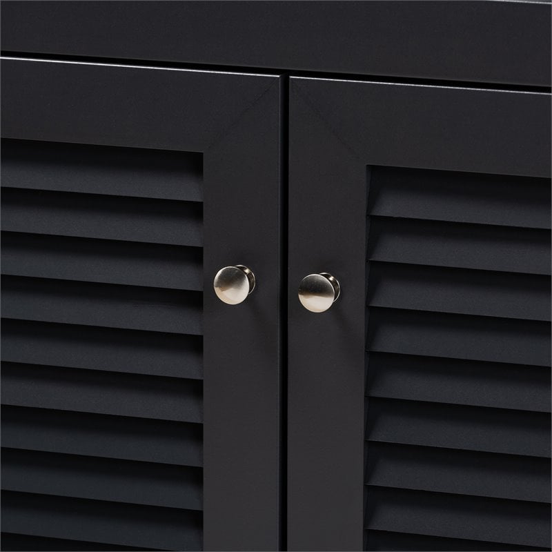 Baxton Studio Coolidge Wood 4-Shelf and Drawer Shoe Cabinet in Dark Gray