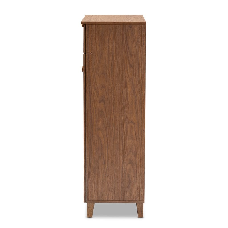 Baxton Studio Coolidge Wood 5-Shelf and Drawer Shoe Cabinet in Walnut Brown
