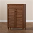Baxton Studio Coolidge Wood 5-Shelf and Drawer Shoe Cabinet in Walnut Brown