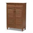 Baxton Studio Coolidge Wood 5-Shelf and Drawer Shoe Cabinet in Walnut Brown
