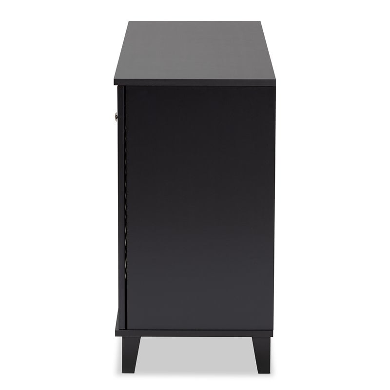 Baxton Studio Coolidge Contemporary Wood 8-Shelf Shoe Cabinet in Dark Gray