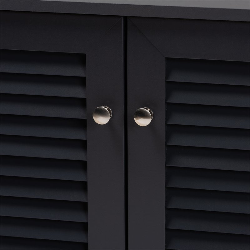 Baxton Studio Coolidge Contemporary Wood 8-Shelf Shoe Cabinet in Dark Gray