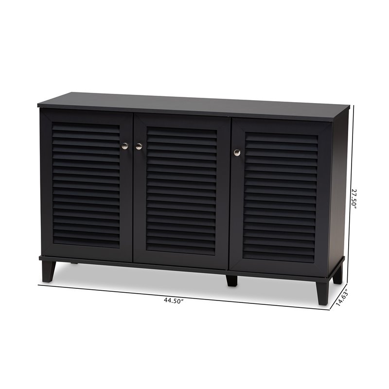 Baxton Studio Coolidge Contemporary Wood 8-Shelf Shoe Cabinet in Dark Gray