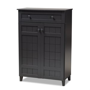 baxton studio glidden wood 5-shelf and drawer shoe cabinet in dark gray