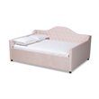 Baxton Studio Perry Contemporary Velvet Upholstered Queen Daybed in Pink
