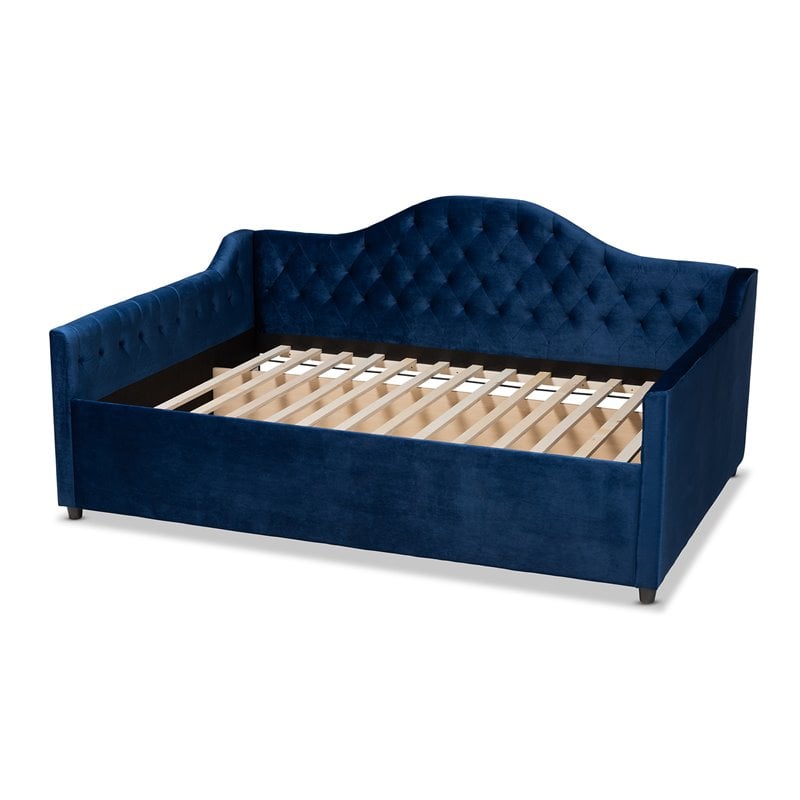 Baxton Studio Perry Contemporary Velvet Upholstered Full Daybed in Royal Blue