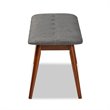 Baxton Studio Flora Upholstered Wood Bench in Dark Gray and Medium Oak