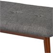 Baxton Studio Flora Upholstered Wood Bench in Dark Gray and Medium Oak
