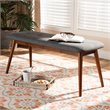 Baxton Studio Flora Upholstered Wood Bench in Dark Gray and Medium Oak