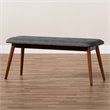 Baxton Studio Flora Upholstered Wood Bench in Dark Gray and Medium Oak
