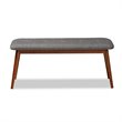 Baxton Studio Flora Upholstered Wood Bench in Dark Gray and Medium Oak