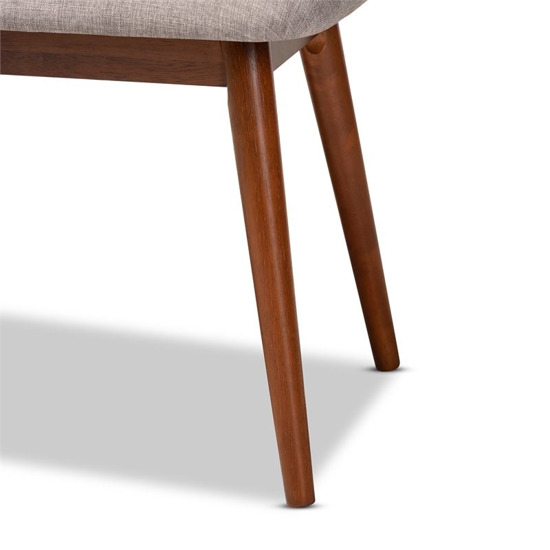 Baxton Studio Flora Upholstered Wood Bench in Light Gray and Medium Oak