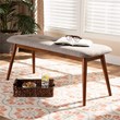 Baxton Studio Flora Upholstered Wood Bench in Light Gray and Medium Oak