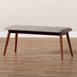 Baxton Studio Flora Upholstered Wood Bench in Light Gray and Medium Oak