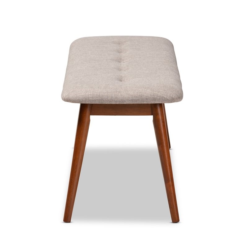 Baxton Studio Flora Upholstered Wood Bench in Light Gray and Medium Oak