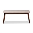 Baxton Studio Flora Upholstered Wood Bench in Light Gray and Walnut