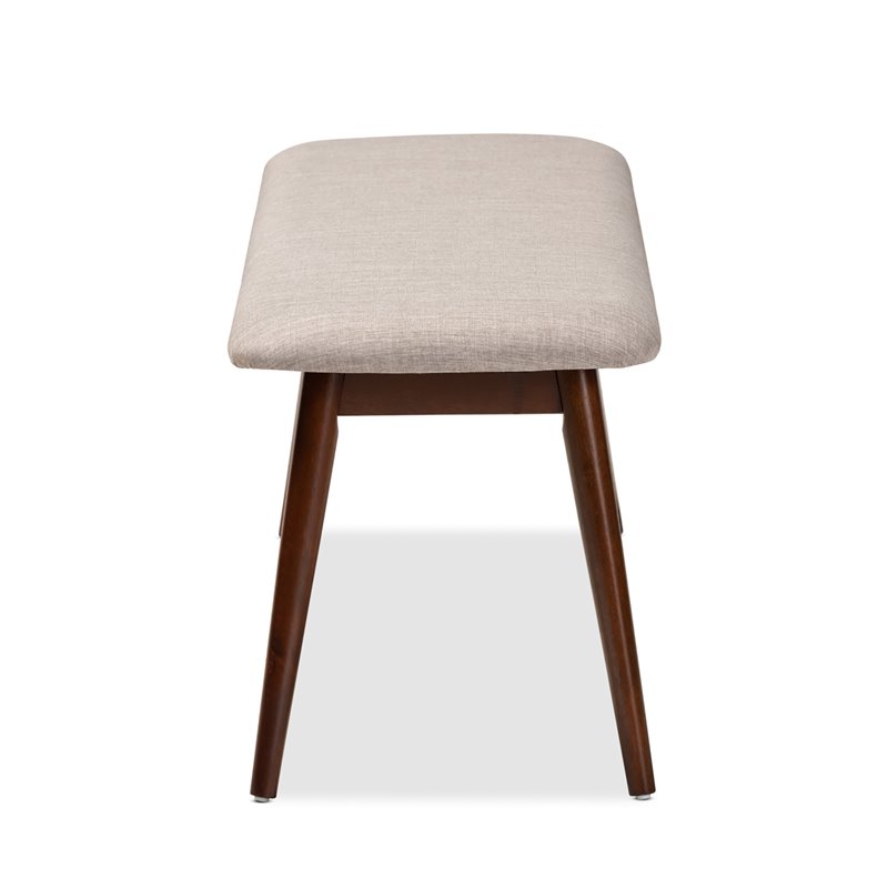 Baxton Studio Flora Upholstered Wood Bench in Light Gray and Walnut