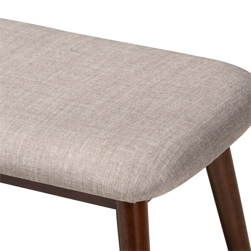 Baxton Studio Flora Upholstered Wood Bench in Light Gray and Walnut