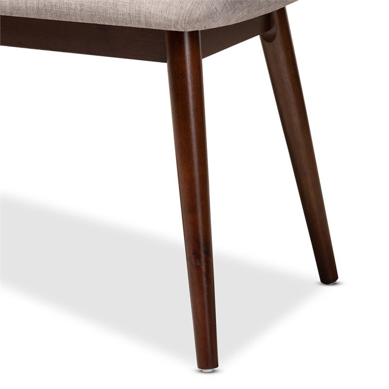 Baxton Studio Flora Upholstered Wood Bench in Light Gray and Walnut