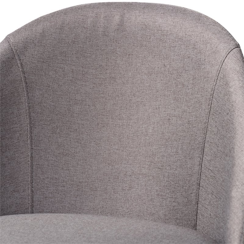 Baxton Studio Carra Gray Upholstered Swivel Bar Stool in Walnut - Set of 2