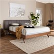 Baxton Studio Brita  King SizeGrey Upholstered Walnut Finished Bed