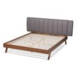 Baxton Studio Brita  King SizeGrey Upholstered Walnut Finished Bed