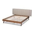 Baxton Studio Brita Upholstered Platform Queen Bed in Light Beige and Walnut
