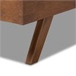 Baxton Studio Brita Upholstered Platform Queen Bed in Light Beige and Walnut