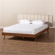 Baxton Studio Brita King Size Light Beige Upholstered Walnut Bed