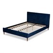 Baxton Studio Frida Upholstered Queen Bed in Royal Blue Velvet