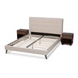 Baxton Studio Maren Queen Size Beige Platform Bed with Two Nightstands