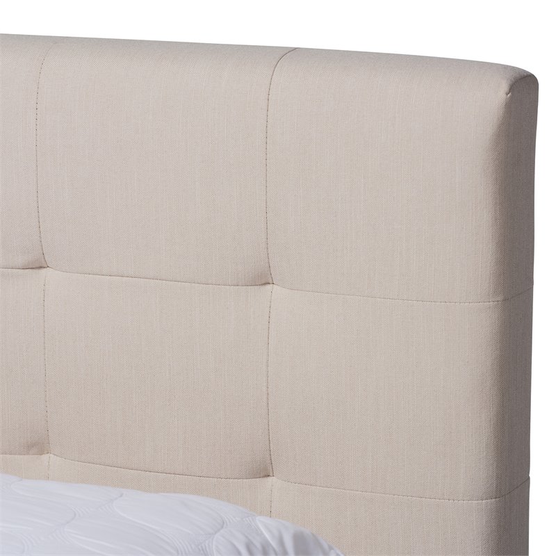 Baxton Studio Maren Queen Size Beige Platform Bed with Two Nightstands