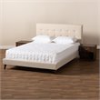 Baxton Studio Maren Queen Size Beige Platform Bed with Two Nightstands