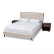 Baxton Studio Maren Queen Size Beige Platform Bed with Two Nightstands
