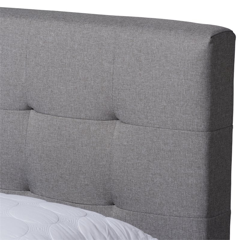 Baxton Studio Queen Size Maren Light Grey Platform Bed with Nightstands