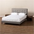 Baxton Studio Queen Size Maren Light Grey Platform Bed with Nightstands