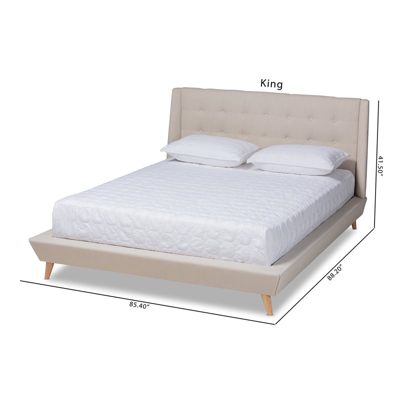Baxton Studio Naya Beige King Size Wingback Platform Bed