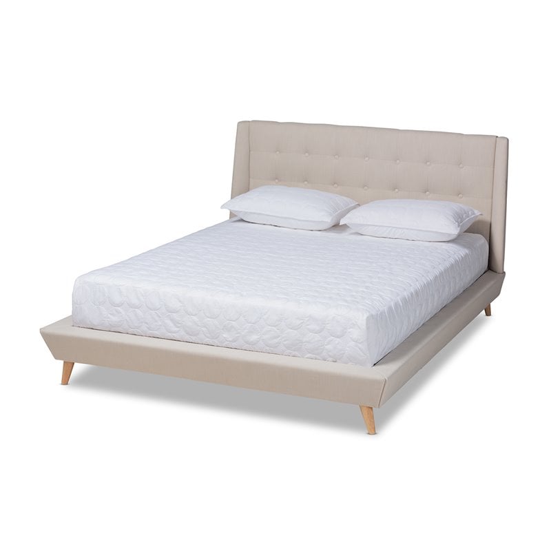 Baxton Studio Naya Beige King Size Wingback Platform Bed