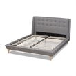 Baxton Studio Naya King Size Grey Upholstered  Wingback Platform Bed