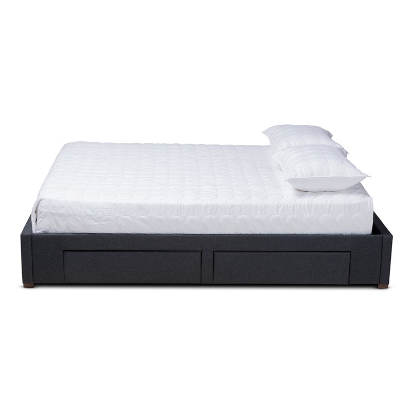 Baxton Studio Leni 4-Drawer Storage King Bed in Dark Gray