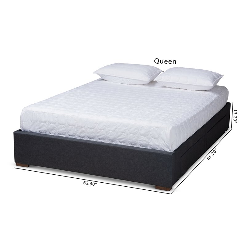 Baxton Studio Leni 4-Drawer Storage King Bed in Dark Gray