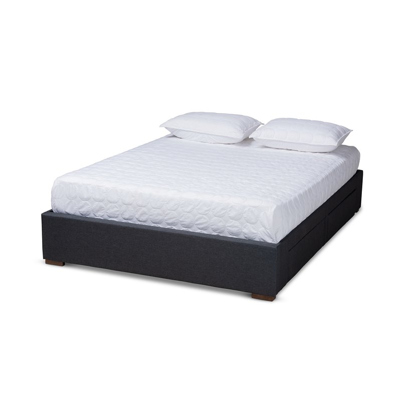 Baxton Studio Leni 4-Drawer Storage King Bed in Dark Gray