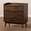 Baxton Studio Lena Walnut Brown Finished 3-Drawer Wood Chest